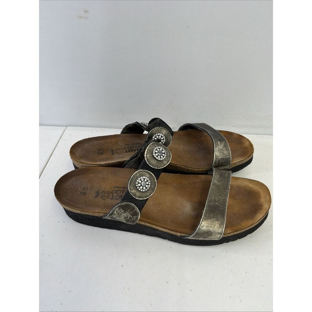Naot Women's Marissa Wedge Sandals Slides Antique Bronze Metallic size US 9 EU40